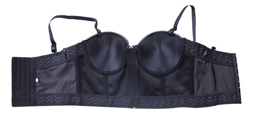 Newn Blusa Crop Top Negra Moderna Gotica Sexy Cierre Frontal