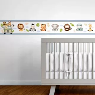 Faixa Decorativa Infantil Bebê Papel Parede Safari Animais