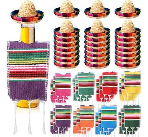 Panitay Mini Sombreros Mexicanos, Mini Serapes Para Decoraci
