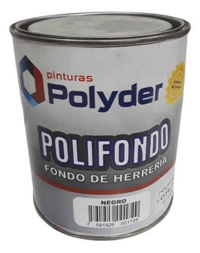 Fondo De Herrería Negro 1/4 De Galón Marca Polyder