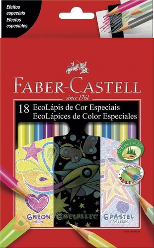 Colores Faber Castell Eco X18u - 6neon+6metalizados+6pastel
