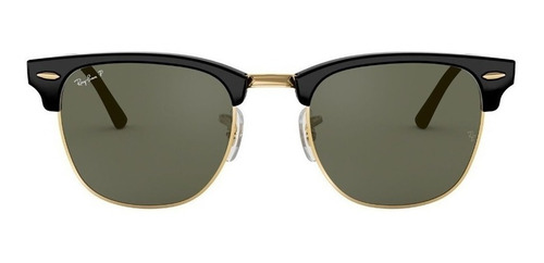 Anteojos de sol polarizados Ray-Ban Clubmaster Classic Standard con marco de acetato color polished black, lente green de cristal clásica, varilla polished black de acetato - RB3016