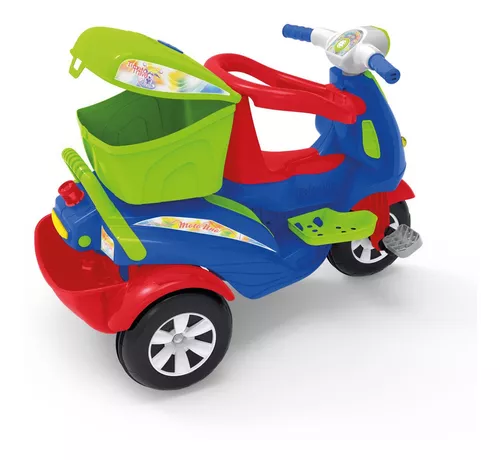 Triciclo Motoca Infantil Passeio com Empurrador Pedal Luz Som