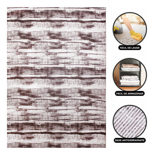 Tapete Sala Quarto Grande 200x350 Blend Não Escorrega Brown Comprimento 350 cm Cor Marrom-escuro Desenho do tecido Geométrica Largura 200 cm