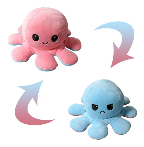 Peluche de pulpo reversible Happy Feelings