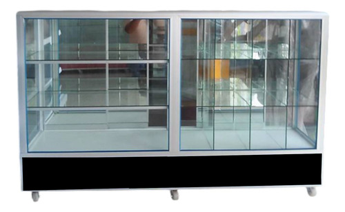 Vitrina Mostrador 1.20m Mixta 2 Entrepañs Y 12 Espacios Cuad