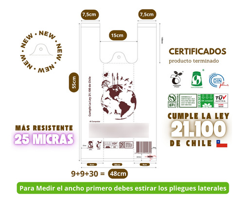 Bolsa Camiseta | Compostable Pack Chica + Mediana + Grande