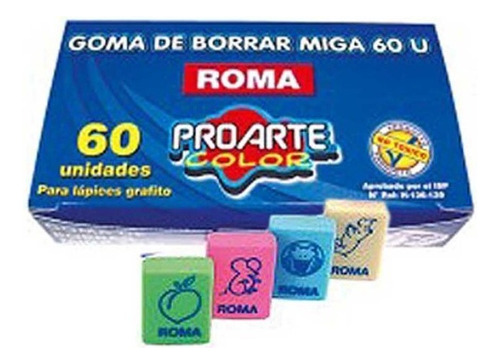 Caja De Goma Borrar Miga Proarte X60 Unds Pro Arte