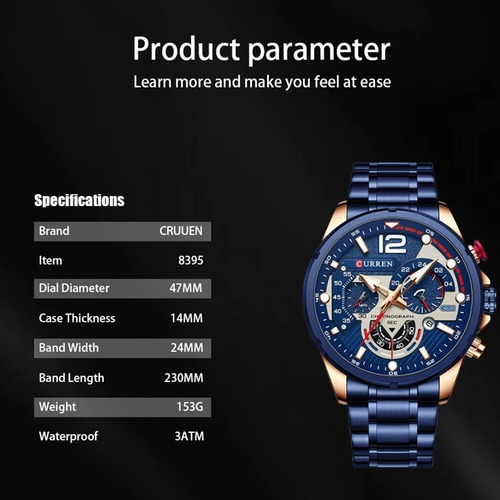 Relojes Curren De Cuarzo Deportivo Con Cronógrafo Y Fecha, I
