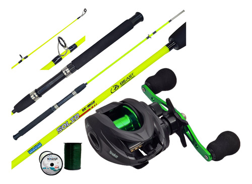 Combo Pesca Baitcast Reel Huevito Rotativo + Caña 1.80m 2tr