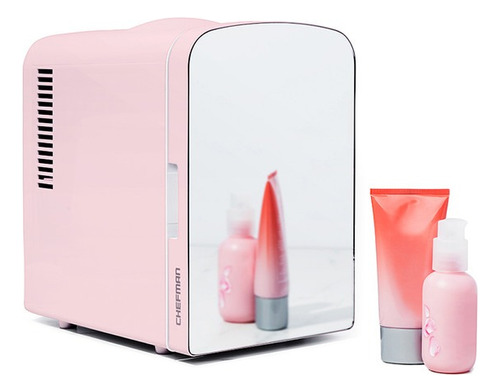Mini Refri Portatil Con Espejo Chefman Rj48-m-pink-ds Color Rosa