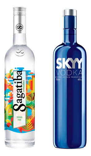 Kit Cachaça Sagatiba Cristalina 700ml + Vodka Skyy 750ml