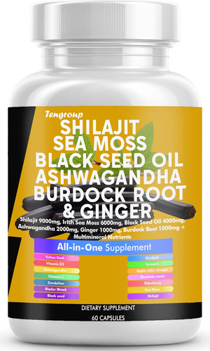 Shilajit 9000 Mg Musgo Marino 6000 Mg Aceite De Semilla Negr