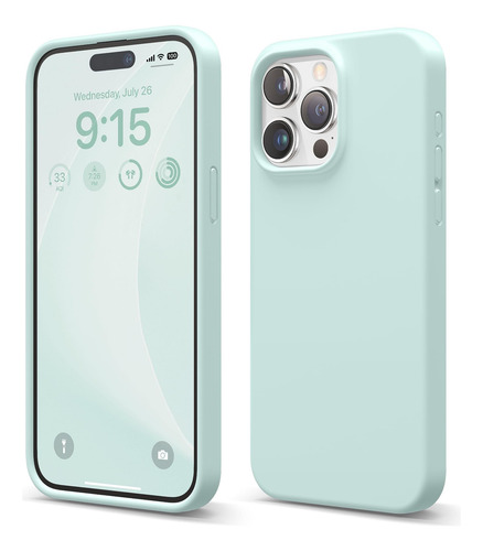 Funda Silicona Case Compatible Con Iphone 15 Pro Max Celeste Lisa