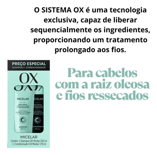 Kit Shampoo 200ml + Condicionador 170ml Micelar Ox