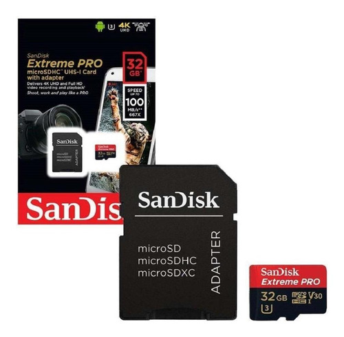 Memoria Micro Sd Sandisk Extreme Pro 32gb+ Adaptador Techbox