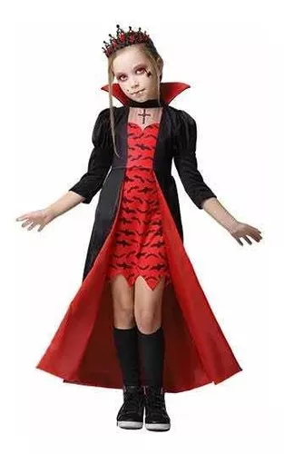 Fantasia de Halloween Rainha Vampira Infantil Longa