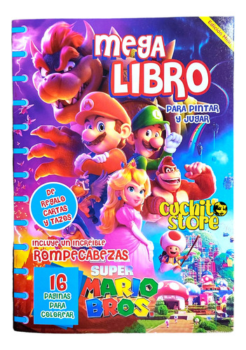 Mini Mega Libro Para Colorear Pintar Mario Bros #1