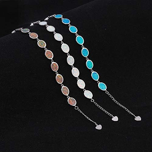 Cinily Pulsera De Ópalo De Fuego Azul Chapada En Oro Blanco