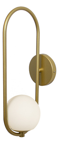 Arandela Arkom Light Parede Dourado Globo Vidro Leitoso 10cm