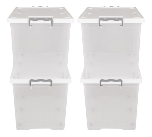 Set X4 Cajas Organizadoras Plástica Grande Con Ruedas 75l