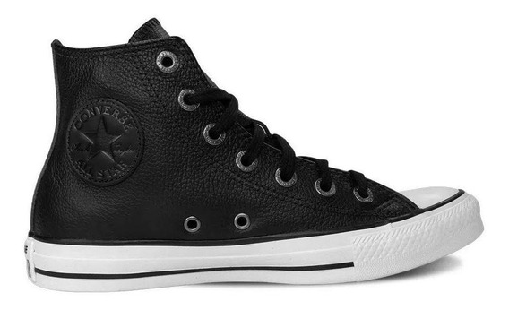 all star converse couro preto cano alto