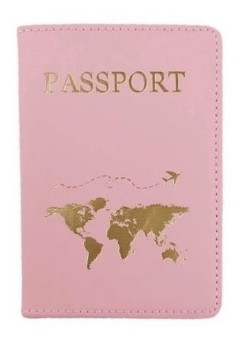 Porta Pasaporte Mapa Rosado Cool Bags