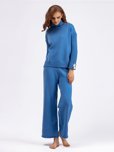 Conjunto De Punto De Otoño Para Mujer, Suéter Y Pantalones