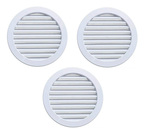 Imagem 1 de 6 de Kit 3 Grades Redonda Plastica Branca 200mm Com Tela Itc