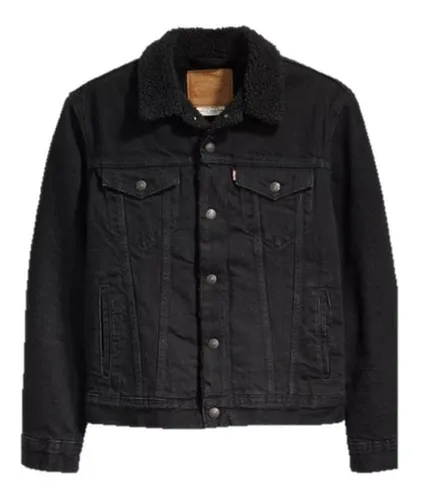 Chamarra Levis Negra Con Interior De Borrega Sherpa Negra