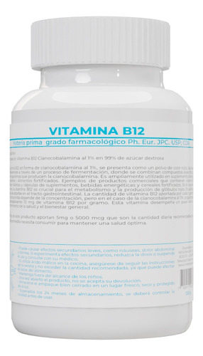 Vitamina B12 Cianocobalamina - g a $680