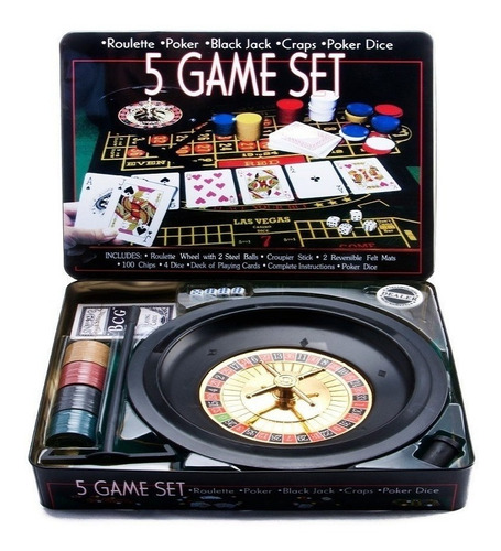 Imagen 5 de 5 de Set De 5 Juegos Ruleta Poker Black Jack Craps Dados Y Dice