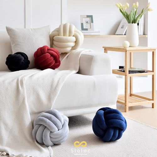 Almohadas Con Forma De Bola Con Nudo Redondo Sioloc, Tela De