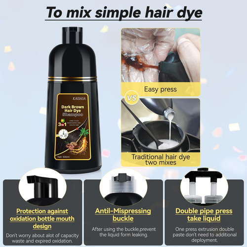 Shampoo De Tintura De Cabelo Yourtone Dark Brown 500ml Com D