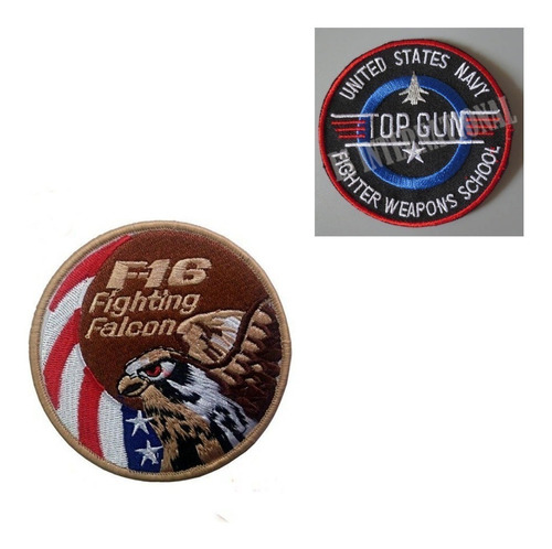 Set Dos Parches Insignias Textiles  Top Gun  Y  F-16  Usa