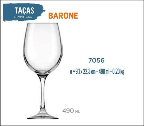 24 tazas Barone de 490 ml, vino tinto rosado de agua blanca