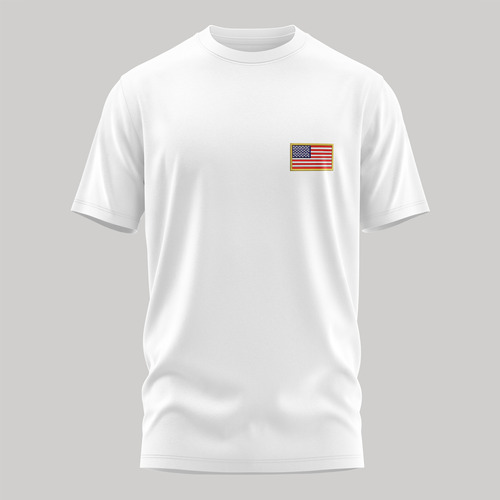 Remera 100% Algodón Unisex Con Bordado Bandera Eeuu