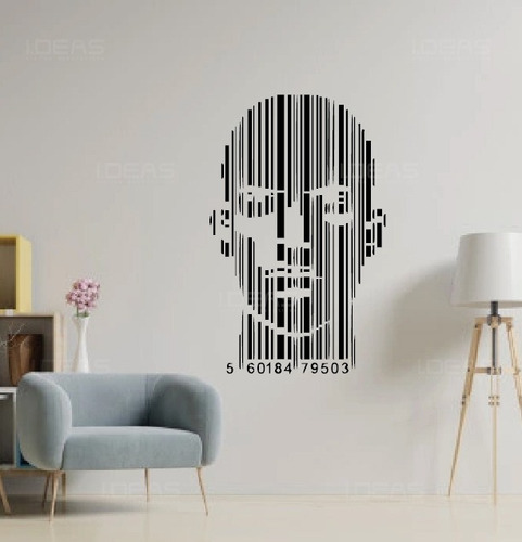 Vinilo Decorativo Hombre Rostro Código De Barras 