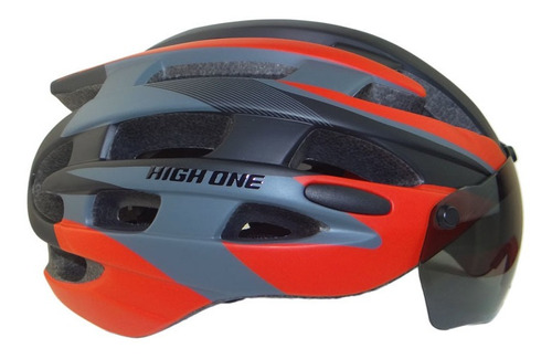 Capacete Ciclismo High One Com Óculos Pisca Preto/vermelho G