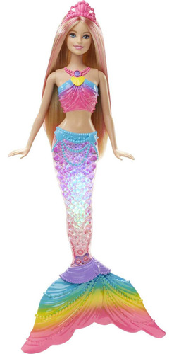 Muñeca Barbie Modelo Sirena Arco Iris Con Luces, Rubia