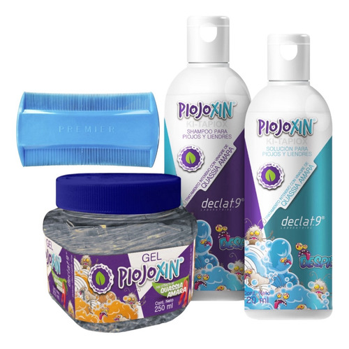 Kit Anti Piojos Piojoxin Shampoo + Peine + Gel + Solución 
