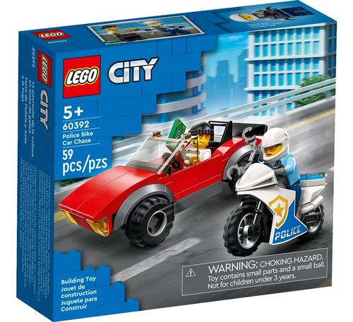 Moto De Policía Y Coche A La Fuga - Bloques Lego City 60392