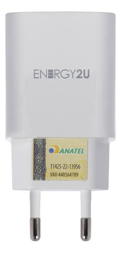 Carregador Fonte Tipo C Turbo 20w Ultra Rápido Original Energy2u Branco Com Garantia