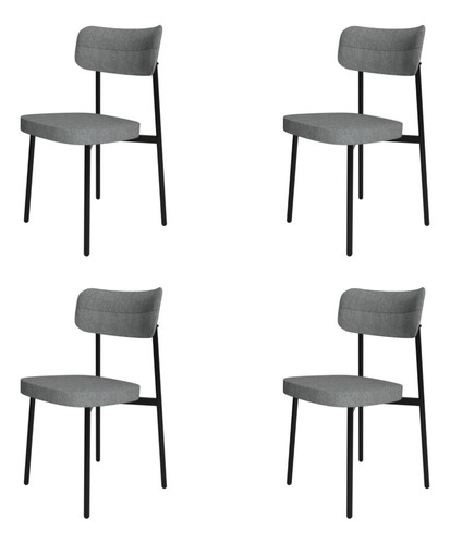 4 Unidades Cadeira Alloa Fixa C/4 Pés 50 X 44,7 X 83,8 Cm Cor Corriente Cinza Claro