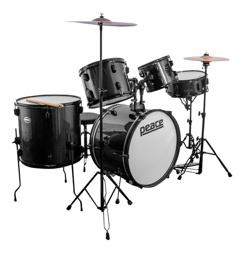 Batería Acústica Adulto Peace Bat01n 5 Piezas Negra