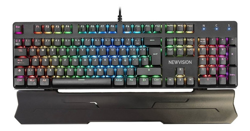 Teclado gamer Newvision NW-800 QWERTY español color negro con luz RGB