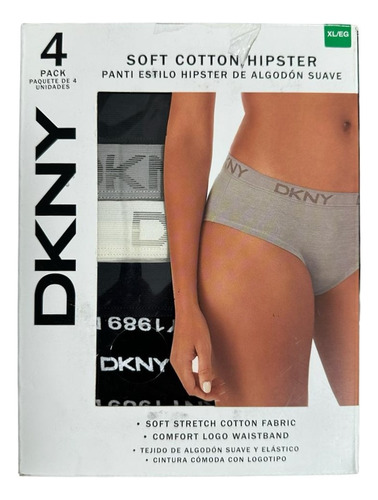 Panties Dkny Hipster Algodon Suave Pack X4 100% Orig Tall Xl