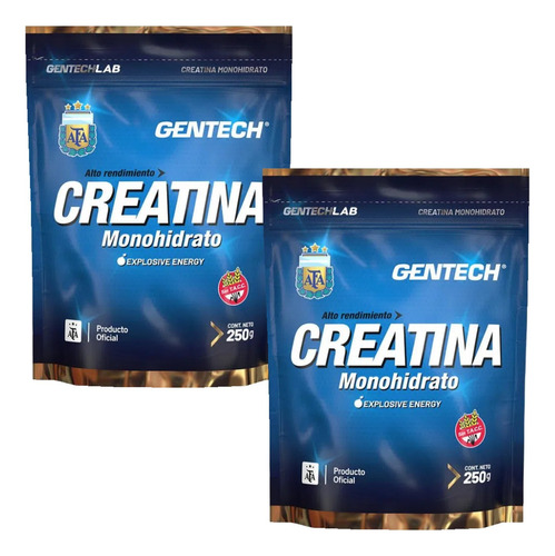 2 Creatina Gentech Monohidrato De 250 Grs 100% Pura Sin Tacc