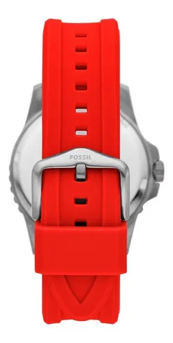 Reloj Hombre Fossil Blue De Silicona Color Color de la correa Rojo
