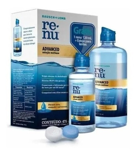 Kit Renu Advanced Solução De Limpeza Para Lente Contato 475 Ml